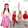 Sintege Halloween Alien Headband and Metallic Flared Pleated Skater Skirt for Costumes Supplies(X-Large Skirt,Pink) view 4