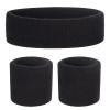 ONUPGO Kids Sweatbands Headband Wristband Set - Athletic Cotton Sweat Band for Sports (1 Headband + 2 Wristbands) (Black) view 1