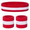 ONUPGO Kids Sweatbands Headband Wristband Set - Athletic Cotton sweat band for Sports (1 Headband + 2 Wristbands) (Red/White/Red) view 1