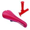 CYCLEZ Dominator BMX Seat Red Old School BMX Bicycle Saddle with One Pair 145mm BMX Flange Grips Bundle Kit view 1