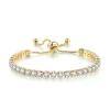 Caiyao Tennis Chain Rhinestone Beads Slider Bracelet 14K Gold Silver Plated Adjustable Crystal Seed Bracelet for Women Wedding Party Geometric Jewelry Gift-A gold view 1