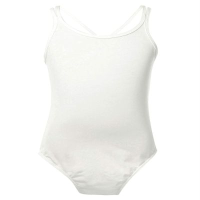 Hedmy Kids Girls Camisole Leotard Spaghetti Straps Gymnastic Ballet Dance Leotard Tank Top Bodysuit Dancewear White 5-6 Years