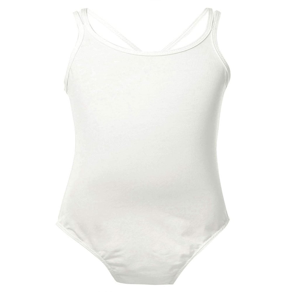 Hedmy Kids Girls Camisole Leotard Spaghetti Straps Gymnastic Ballet Dance Leotard Tank Top Bodysuit Dancewear White 5-6 Years