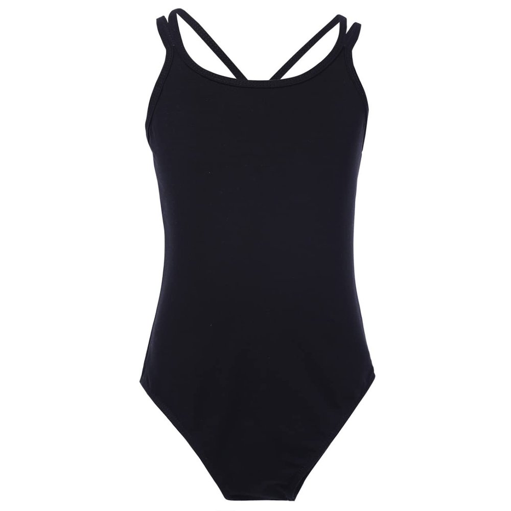 Hedmy Kids Girls Camisole Leotard Spaghetti Straps Gymnastic Ballet Dance Leotard Tank Top Bodysuit Dancewear Black 12-14 Years