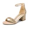DREAM PAIRS Womens Low-Chunk Low Heel Pump Sandal,Size 10,Gold/Rhinestone,LOW-CHUNK view 1