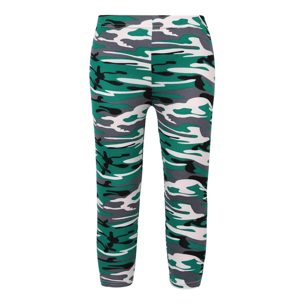 Hansber Kids Girls Stretchy Dance Leggings Tights High Waisted Running Gym Yoga Athletic Pants Trousers Activewear Aquamarine Camouflage 5-6 Years