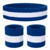 ONUPGO Kids Sweatbands Headband Wristband Set - Athletic Cotton Sweat Band for Sports (1 Headband + 2 Wristbands) (Blue/White/Blue) view 1