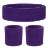 ONUPGO Kids Sweatbands Headband Wristband Set - Athletic Cotton Sweat Band for Sports (1 Headband + 2 Wristbands) (Purple) view 1
