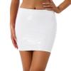 dPois Womens Fashion Short Patent Leather Skirt Slim Tights High Waist Club Pencil Skirt White Medium view 1