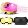 COPOZZ Polarized Ski Goggles Set, M1 Magnetic Snowboard OTG UV400 Skiing Goggles (Pink Lens Pink Frame VLT-45.42%) view 1