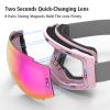 COPOZZ Polarized Ski Goggles Set, M1 Magnetic Snowboard OTG UV400 Skiing Goggles (Pink Lens Pink Frame VLT-45.42%) view 4