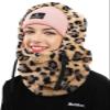 Shy Velvet Balaclava Ski Mask for Women and Men Sherpa Hood ski mask Winter face mask Helmet Hooded Scarf Cold Weather Hat Neck Warmer Leopard view 1