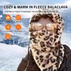 Shy Velvet Balaclava Ski Mask for Women and Men Sherpa Hood ski mask Winter face mask Helmet Hooded Scarf Cold Weather Hat Neck Warmer Leopard view 2