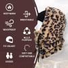 Shy Velvet Balaclava Ski Mask for Women and Men Sherpa Hood ski mask Winter face mask Helmet Hooded Scarf Cold Weather Hat Neck Warmer Leopard view 3