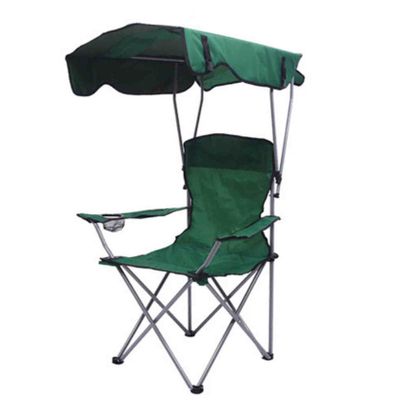 LiZiFang Outdoor Folding Chair High Back Camping Chair with Shade Canopy with Cup Holder, Portable for Outdoor Camp, Fishing Sunshade Beach Chair (Green)