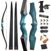 ZSHJGJR 60 Black Hunter Original Recurve Bow for Adults American Hunting Longbow Archery Bow 20-60lbs Right Handed for Archery Hunting Shooting Practice (Blue, 40lbs) view 1