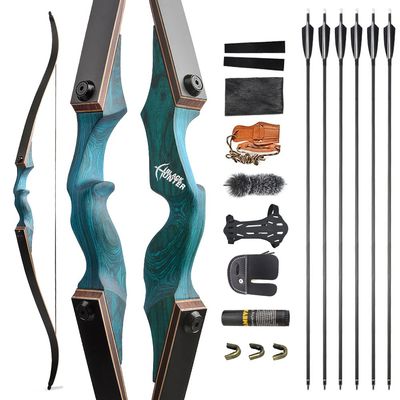 ZSHJGJR Archery 60 Inch Black Hunter Original Recurve Bow and Arrow Set for Adults American Hunting Longbow Archery Bow 20-60lbs Right Handed for Archery Hunting Shooting (20lbs)