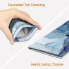 FINTIE Soft Eyeglasses Case with Cleaning Cloth, Portable Squeeze Top Vegan Leather Glasses Pouch, Sunglasses Eyewear Bag, Ocean Marble view 3