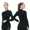 INTBOSS Wetsuit Top Women,2mm Womens Wetsuit Top Long Sleeve Wetsuit Jacket Women Front Zip Warm Wet Suit Jackets for Women Thermal Womens Wetsuit Shirt Swimming Kayaking Diving view 2