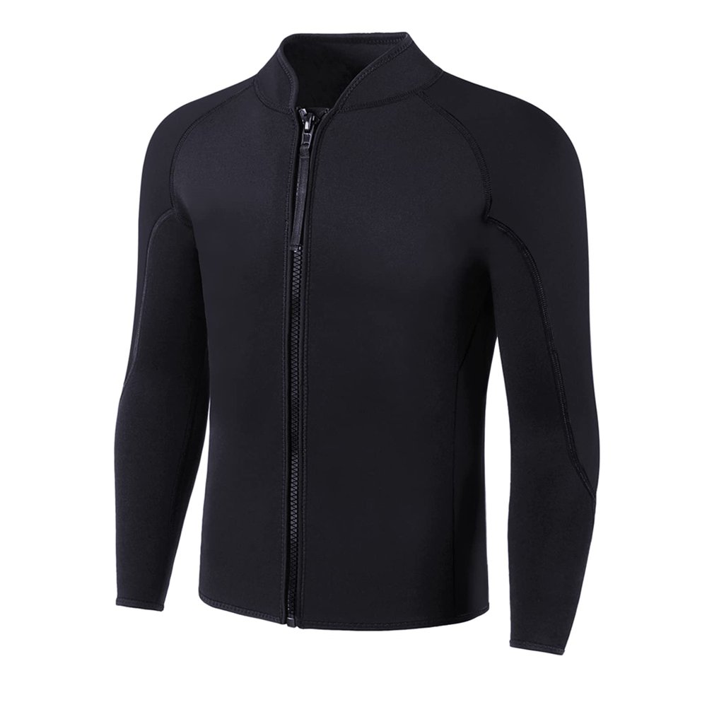 INTBOSS Wetsuit Top Men,2mm Mens Wetsuit Top 3mm Long Sleeve Wetsuit Jacket Men Front Zip Warm Wets Suit Jackets Stretch Swimming Scuba Diving Surfing