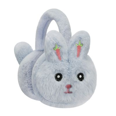 RUIXIA Boys Girls Cute Cartoon Animal Winter Earmuffs Soft Faux Fur Ear Warmers Adjustable for Adults Kids Thermal Plush Ear Muffs Grey Rabbit One Size
