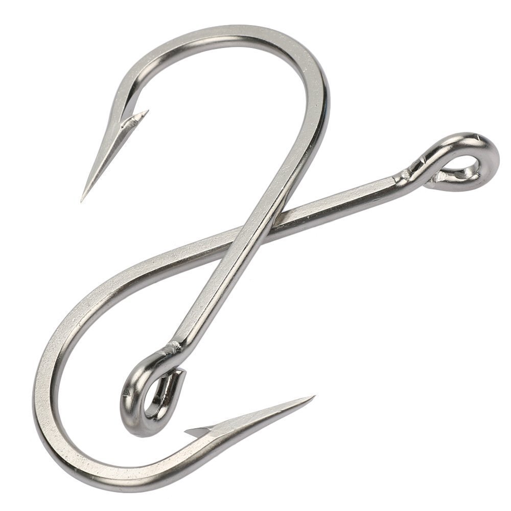 Fishing Saltwater Large Giant Shark and Alligator Hooks Extra Strong Stainless Steel Big Game Fishing Sharp Tuna Catfish Hooks 14/0 2pcs