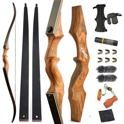 ZSHJGJR 60 Black Hunter Original Recurve Bow for Adults American Hunting Longbow Archery Bow 20-60lbs Right Handed for Archery Hunting Shooting Practice (Orange, 20lbs)