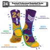 HMWIWAR 2 Pairs Numeric Basketball Socks for Men, #24 Lucky Number Sports Socks with 3D Ankle Protection for Youth Boys, Athletic Basketball Accessories Great Gift for Men Fans (5.5-11.5) view 3