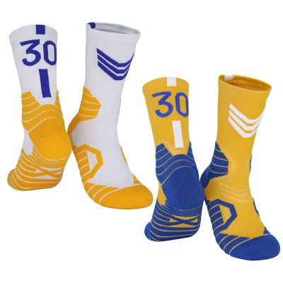 HMWIWAR 2 Pairs Stephen Basketball-Socks-for-Men, #30 Lucky Number Sports-Socks Warrior Cury Socks with 3D Ankle Protection for Youth Boys, Athletic Basketball Accessories Great Gift Fans (5.5-11.5)