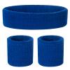ONUPGO Kids Sweatbands Headband Wristband Set - Athletic Cotton sweat band for Sports (1 Headband + 2 Wristbands) (Blue) view 1