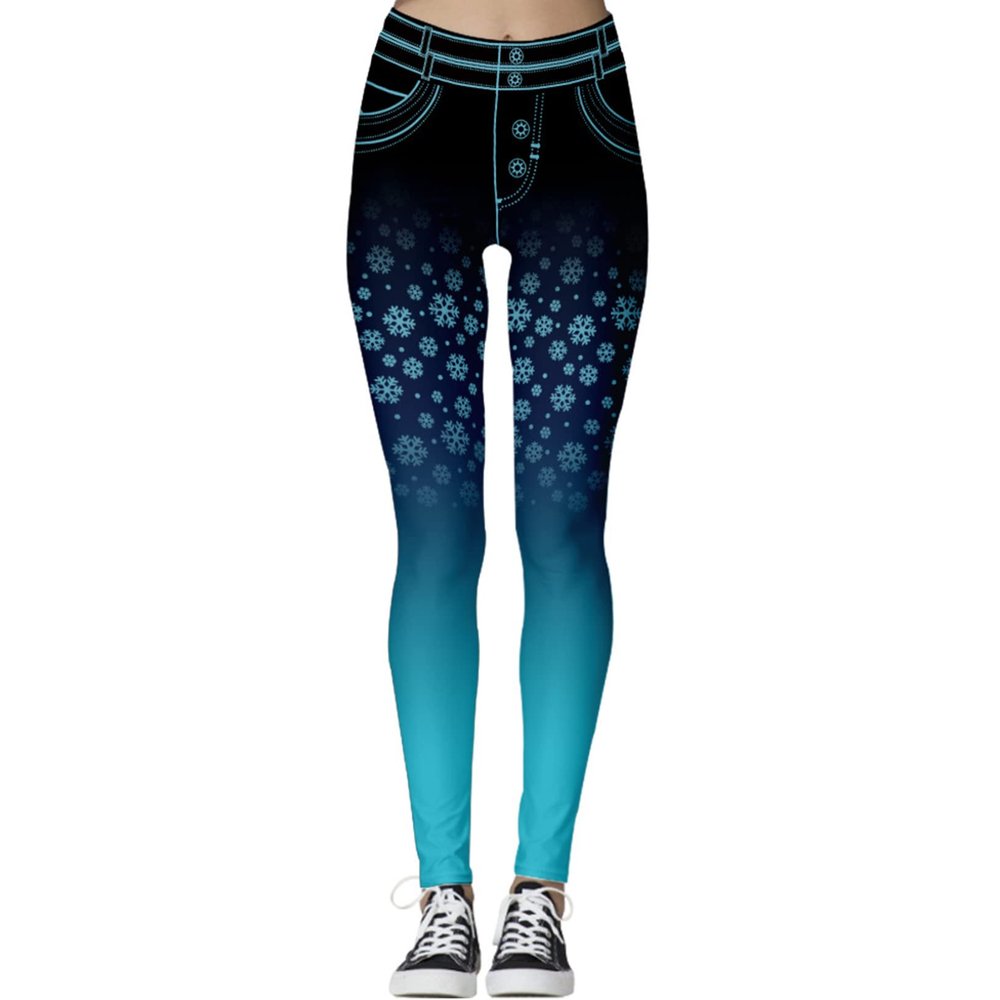 vastwit Women's Christmas Holiday Leggings 3D Print Funny Costume Tights Stretchy Xmas Yoga Pants Type F Medium