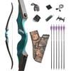 AMEYXGS 60 Inch Takedown Recurve Bow Set for Adults 20-60 Lbs American Hunting Bow Trditional Wood Riser Right Hand Long Bow for Practice Hunting (20 Lbs, Blue) view 1