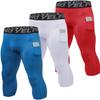 3 Pack Men's Compression Pants 3/4 Workout Dry-fit Baselayers Underwear Sport Tights Running Athletic Leggings Capris view 1