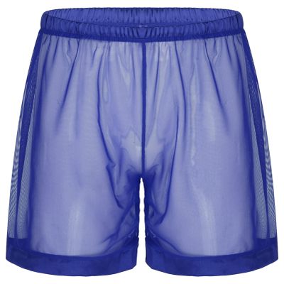Alvivi Men's Mesh See-Through Loose Fit Boxer Shorts Stretch Underwear Summer Beachwear Royal Blue 3X-Large