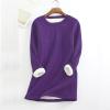 Women Fleece Pullover Tops, Womens Casual Warm Sherpa Lined Sport Sweatshirts Loungewear Tunic Thermal Underwear Purple view 2