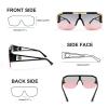 FEISEDY Square Flat Top Shield Sunglasses One Piece Frameless Stylish Women Men UV400 B2765 (Black Frame Grey Pink Lens, 73) view 3