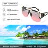 FEISEDY Square Flat Top Shield Sunglasses One Piece Frameless Stylish Women Men UV400 B2765 (Black Frame Grey Pink Lens, 73) view 4