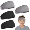 Civaner 4 Pcs Boys Headbands Athletic Sweatbands Kids Sports Wicking Breathable Headbands Elastic for Girls Boys Football(Black, Light Grey) view 1