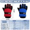 SATINIOR 2 Pairs Kids Waterproof Winter Snow Gloves Ski Gloves for Boy Girl Outdoor Warm Thickening Snowboard(Red, Blue,3-6 Years) view 3
