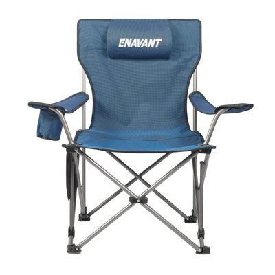 ENAVANT Heavy Duty High-Back Reclining Folding Camping Chair with Steel Frame, Maximum Weight to 350lbs (Blue)