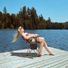 ENAVANT Heavy Duty High-Back Reclining Folding Camping Chair with Steel Frame, Maximum Weight to 350lbs (Blue) view 2