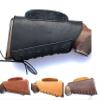 Genuine Leather Buttstock Cover Sleeve Suede Padded Cheek Rest Long Range Shooting (Black) view 1