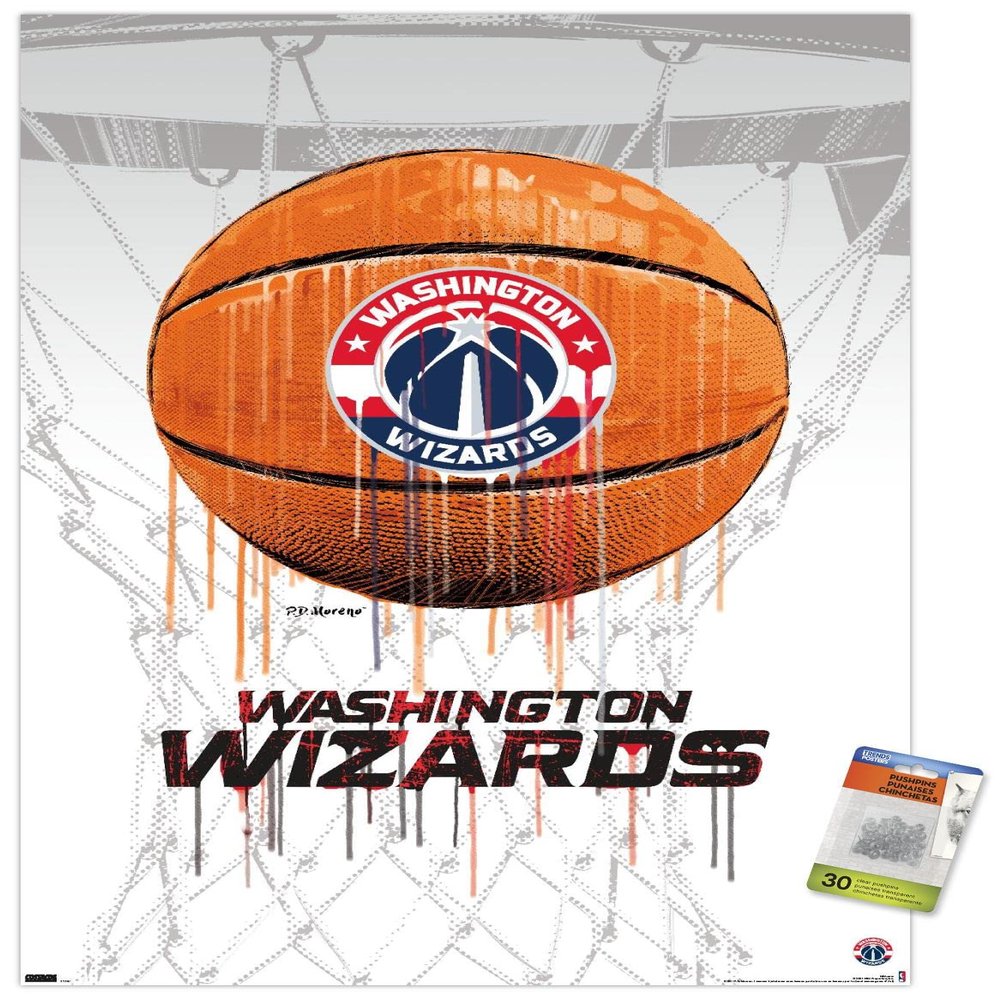 Trends International NBA Washington Wizards - Drip Basketball 21 Wall Poster with Pushpins