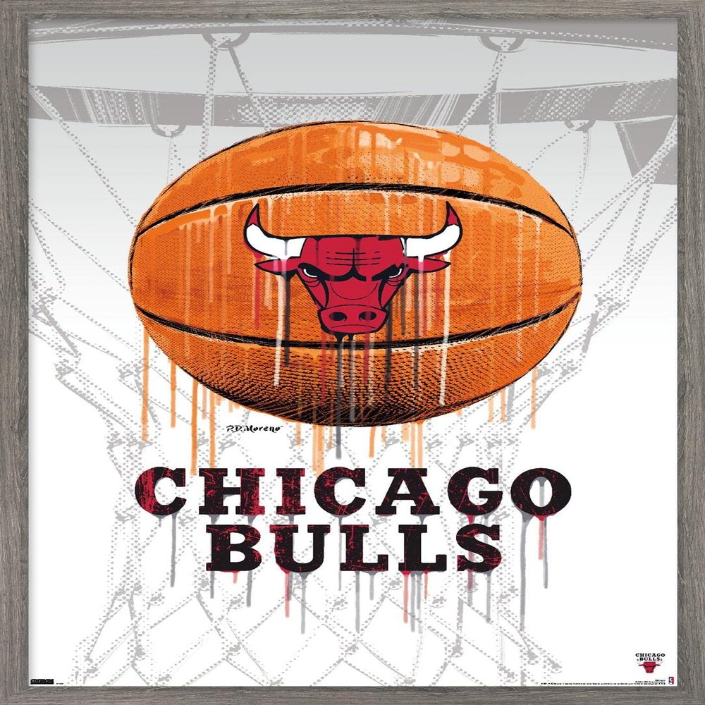 Trends International NBA Chicago Bulls - Drip Basketball 21 Wall Poster, 14.725" x 22.375", Barnwood Framed Version