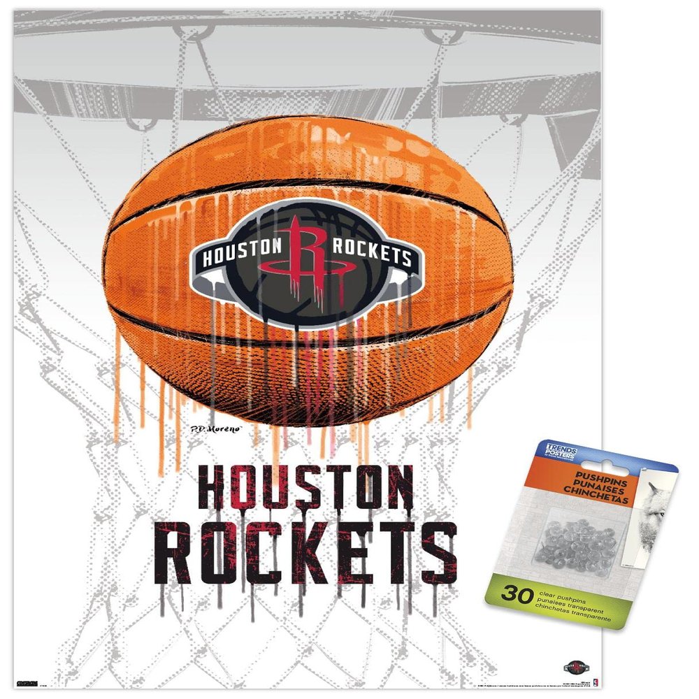 Trends International NBA Houston Rockets - Drip Basketball 21 Wall Poster with Push Pins