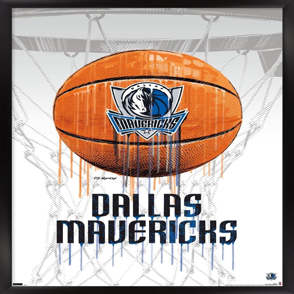 Trends International NBA Dallas Mavericks - Drip Basketball 21 Wall Poster, 14.725" x 22.375", Black Framed Version