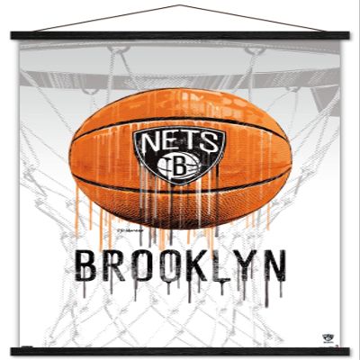 Trends International NBA Brooklyn Nets - Drip Basketball 21 Wall Poster, 22.375" x 34", Premium Print and Black Hanger Bundle
