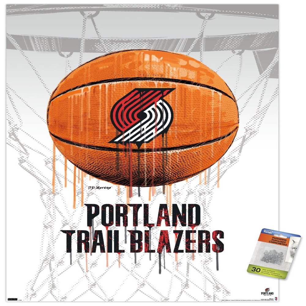 Trends International NBA Portland Trail Blazers - Drip Basketball 21 Wall Poster with Push Pins