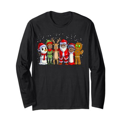 Black Family Christmas Afro African American Santa Xmas Long Sleeve T-Shirt