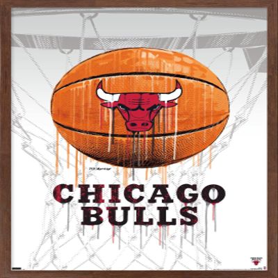 Trends International NBA Chicago Bulls - Drip Basketball 21 Wall Poster, 14.725" x 22.375", Mahogany Framed Version